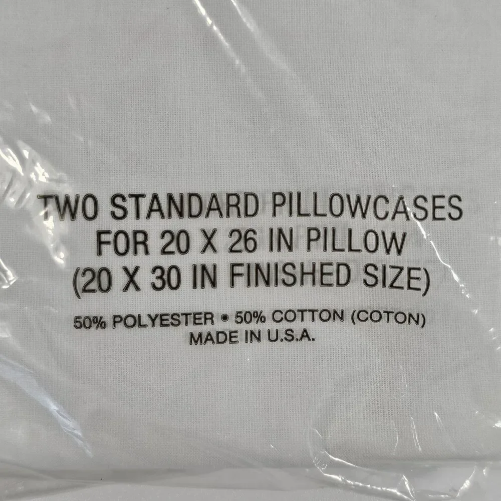 Vintage Cannon Monticello No-Iron Pillowcases 50/50 Cotton Polyester 20x30 White